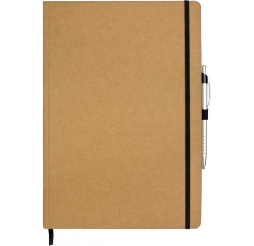 Custom Printed A4 Eco Recycled Kraft Paper Notebooks - Natural / Black
